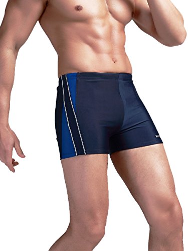 Neleus Men's Solid Splice Square Leg Swimwear,Blue (striped),US L,Asia 3XL