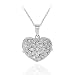 Sterling Silver Designer CZ Flower Heart Locket Necklace, 18