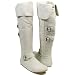 JOYFUL Suede Flat Heel Tall Dress Boots Ice Ivory White