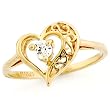 10K Solid Yellow Gold Heart Shape CZ Promise Ring
