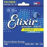 Elixir Strings Electric Guitar Strings, 6 String, Super Light POLYWEB Coating