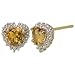 10k Yellow Gold Heart Shaped Citrine and Diamond Earrings