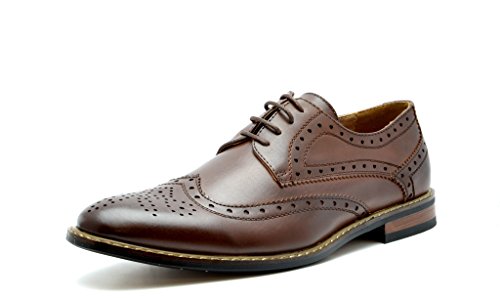 Bruno HOMME MODA ITALY PRINCE Men's Classic Modern Oxford Wingtip Lace Dress Shoes,PRINCE-3-DARK-BROWN,12 D(M) US