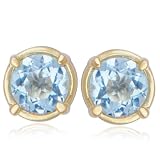 18k Yellow Gold Overlay Sterling Silver Blue Topaz 6.5mm Post Earrings 41yAn19iQpL. SL160 18k Yellow Gold Overlay Sterling Silver Blue Topaz 6.5mm Post Earrings