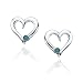 10k White Gold Blue Diamond Heart Earrings (1/10 cttw)