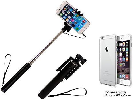 AmazingLifestyle Self-portrait Monopod Extendable Selfie Stick with Built-in Remote Shutter for iPhone 6s 6, 6 Plus, 5 5s, and Samsung Galaxy S6 S5 Android Phones. Comes with iPhone 6/6s Case. Gold