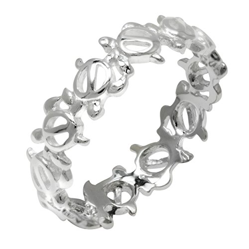 Sterling Silver Hawaiian Turtle Eternity Ring