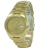Seiko, Men's 5 Series, Gold Dial, Gold Tone Bracelet SNK610