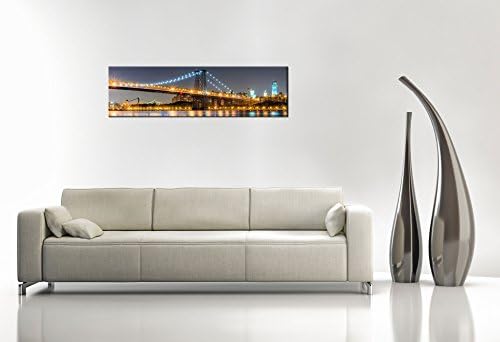 Stretched Canvas Print MANHATTAN BRIDGE LIGHTS New York Cityscape Wall Art e4361