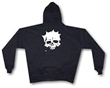 Distressed Style SPIKED HUMAN SKULL Logo Men's Hoodie Sweat Shirt Small thru 4XL
