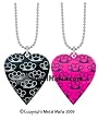 HEART NECKLACE WITH BRASS KNUCKLE PATTERN NCK-BRSHRTPK - PINK