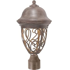 Golden Lighting 10517-P-COB Rivabella 1 Light Post Outdoor Fixture in Corsini Br by 