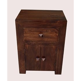 Homescapes - Dakota - Bed Side Cabinet - Dark - 100% Solid Mango Hard Wood - ( No Veneer ) Hand Crafted Furniture