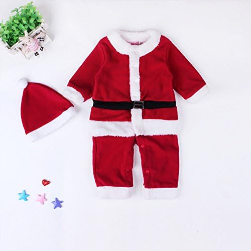 Santa Costume Suit Baby Boy/Girl Christmas Costume Party Outfit and Red Hat (90cm, red)