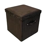 Seat Pad Folding Storage Ottoman. Micro suede cover - Brown