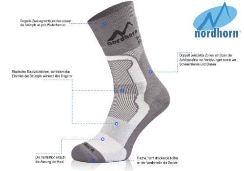 NORDHORN ® Chaussettes de randonnée / trekking - BAMBOU / LYCRA