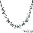 PILGRIM SKANDERBORG, DENMARK Wonderful Necklace With Precious Stones - Genuine Crystals and 4.5-5.0mm Freshwater Pearls Crafted in Silver Base metal and Greenish Blue Enamel. Total item weight 22.3g