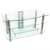 Walker Edison Freeson 42-Inch TV Stand, Clear/Silver