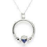 SEPTEMBER Birthstone Silver Claddagh Pendant LS-SP90-9. Made in Ireland.