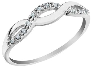 Infinity Diamond Promise Ring in 10K White Gold, Size 7