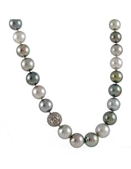 CLAY POT CLASSICS- Multi-colored Tahitian Pearl Necklace with Diamond Bead