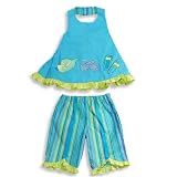 Picture Me - Toddler Girls Halter Capri Set, Turquoise, Yellow