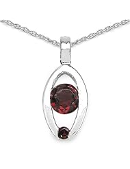 0.60 Carat Genuine Garnet Sterling Silver Pendant Necklace. 18"