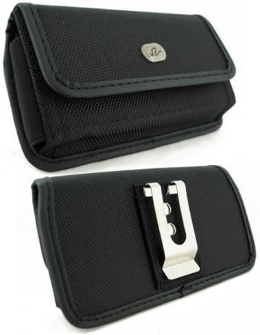 For Nokia 130 (Plus Size) XL / XXL Large Oversize [ Horizontal Rugged Nylon Case] with Metal Belt Clip (Perfect Fits with Mophie Juice Pack / Extended Battery / LIFEPROOF&amp; WATERPROOF /OTTERBOX PROTECTIVE Case On It)