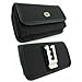 (PLUS SIZE) Sideways Heavy Duty Rugged Nylon Canvas Protective Carrying Cell Phone Case Pouch (with Metal belt Clip) for Huawei Ascend Mate 2 4G MT2-L03 (PERFECT Fits With THICK DUAL LAYER PROTECTOR / LIFEPROOF / WATERPROOF / SHOCKPROOF ) - BLACK
