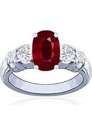 Platinum Cushion Cut Ruby Ring With Sidestones