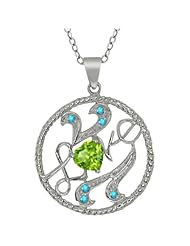 0.63 Ct Heart Shape Green Peridot Topaz Sterling Silver Pendant
