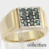 14K Yellow & White Gold NATURAL Alexandrite Mens Ring - OldCities Estate Jewelry
