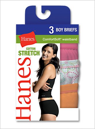 Hanes Womens Comfortsoft Waisband Boy Briefs - Size 6 (Pack of Three) Colors May Vary
