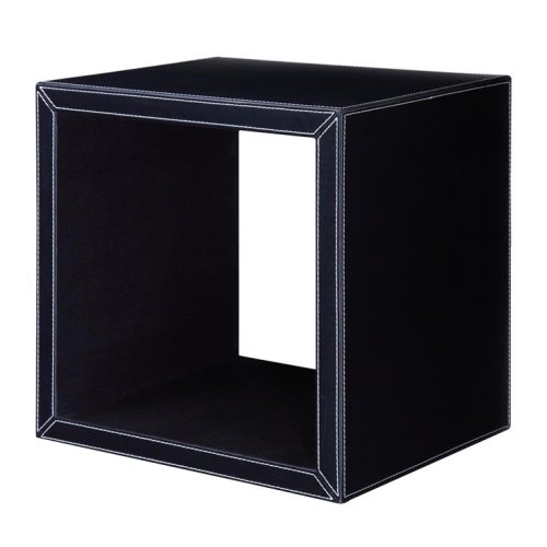 Kitchen: Faux Leather Square Wall Shelf   Black  Medium 