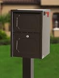 dVault Mailboxes Delivery Vault Junior Locking Mailbox with Center Mount In-Ground Post - DVJR0060PI-5-KIT, Copper Vein | Beware Thieves - This Box Has Teeth!