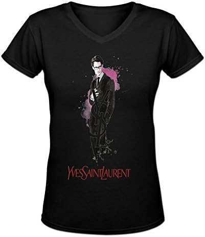 Ivyspace Women's Classic Yves Saint Laurent V Neck Short Sleeve T Shirt S Black