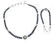 Traditional Jewelry of India - Necklace and Bracelet Set in Sterling Silver and Melachite Gemstones (gnklcs229)