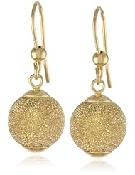 14k Italian Yellow Gold Laser Finished Dangle Ball Earrings