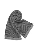 Giorgio Armani Herringbone Striped Wool & Silk Signature Long Scarf Grey