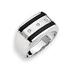 Diamond and Onyx Sterling Silver Men's Ring (Sizes 9-11)