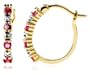 18k Yellow Gold Overlay Sterling Silver Ruby and Diamond Accent Hoop Earrings