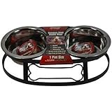 Loving Pets Santa Fe Wrought Iron Bone-Shaped Double Diner Dog Bowl, 2-Quart