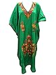 Boho Silk Caftan Green Embroidered Kaftan Dress