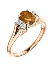 18K Rose Gold 7.00x5.00mm Oval Cut Bronze Tourmaline and Diamond Ring -- LIFETIME WARRANTY