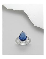 Blue CZ Ring In 92.5 Sterling Silver