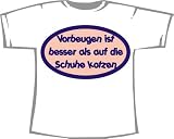 Produkt-Bild: Vorbeugen ist besser als auf die Schuhe kotzen; T-Shirt wei&szlig;, Gr. M