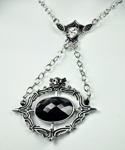 eternity necklace-Black Eye of Eternity Gothic Necklace Death God Swarovski Dark Stone Crystal Images