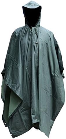 Lightweight Multifunction Hooded Waterproof Ripstop Camo Military Rain Poncho for Adults Green