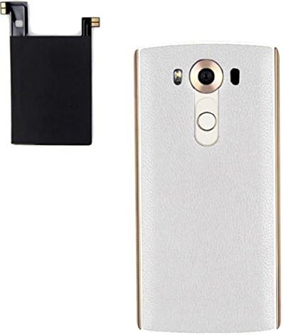 LG V10 Leather Battery Door Rear Cover Replacement with NFC & QI Charging (White)