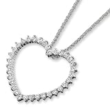 Search : 14 Karat White Gold Round Diamond Open Heart Pendant